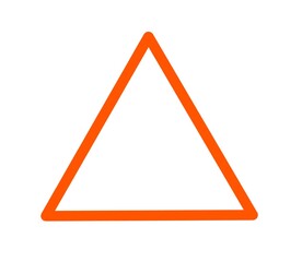 Simple orange triangle outline isolated on white background with bold geometric minimalist design shape for abstract or educational use