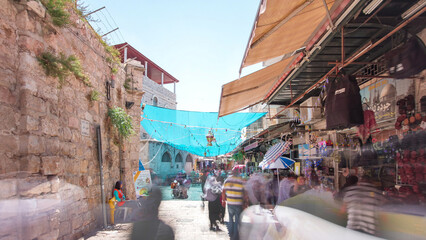 The colorful souk in the old city of Jerusalem Israel timelapse hyperlapse © HyperlapsePro