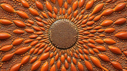 Orange mosaic sunburst design