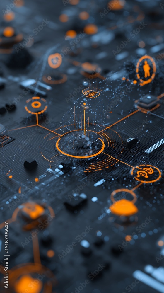 Aufkleber abstract digital network interface visualization