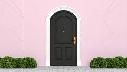 Black Door in Pink Geometric Archway