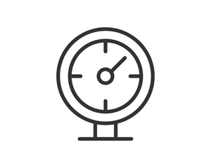 Sleek gauge icon. Represents measurement, progress, performance, or pressure. Perfect for infographics, dashboards, and data visualizations. Clean line art style.