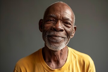 Portrait of a senior African American man smiling at the camera.