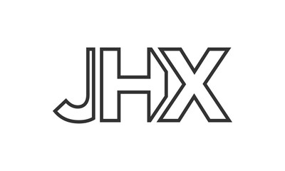JHX logo design template with strong and modern bold text. Initial based vector logotype featuring simple and minimal typography. Trendy company identity.
