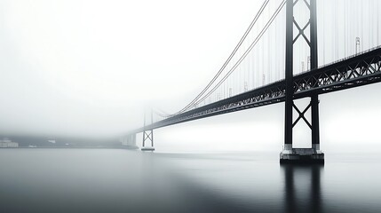 Obraz premium Misty Bridge: A Monochromatic Symphony of Steel and Fog