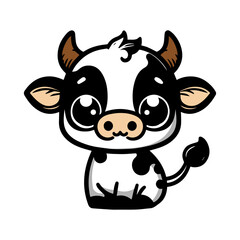 Funny, cute cow cartoon animal illustration isolated on white