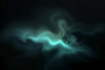 Elegant turquoise flowing light in the dark abstract scene