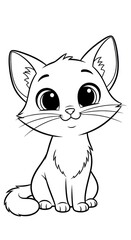 Obraz premium Sweet Cat Cartoon Illustration for Coloring.