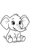 Obraz premium Adorable Elephant for Kids Coloring Book.