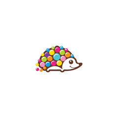 Hedgehog Candy Logo. Playful Design with Colorful Bubble Back