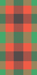 Vibrant coral, green, and taupe plaid pattern.  Perfect for textile designs, website backgrounds, or seasonal branding.