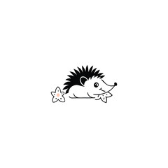Happy Hedgehog With Flowers Logo. Playful and Adorable Design for Childcare ‍and Photography