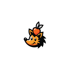 Happy Hedgehog with Apple Logo. Playful and Adorable Design for Nursery & Childcare Brands