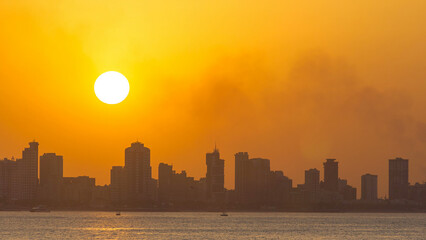 Kuwait cityscape during the sunset timelapse