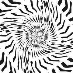 Spiral illusion icon. Twisted vector shape. Abstract hypnotic symbol. Black and white swirl.