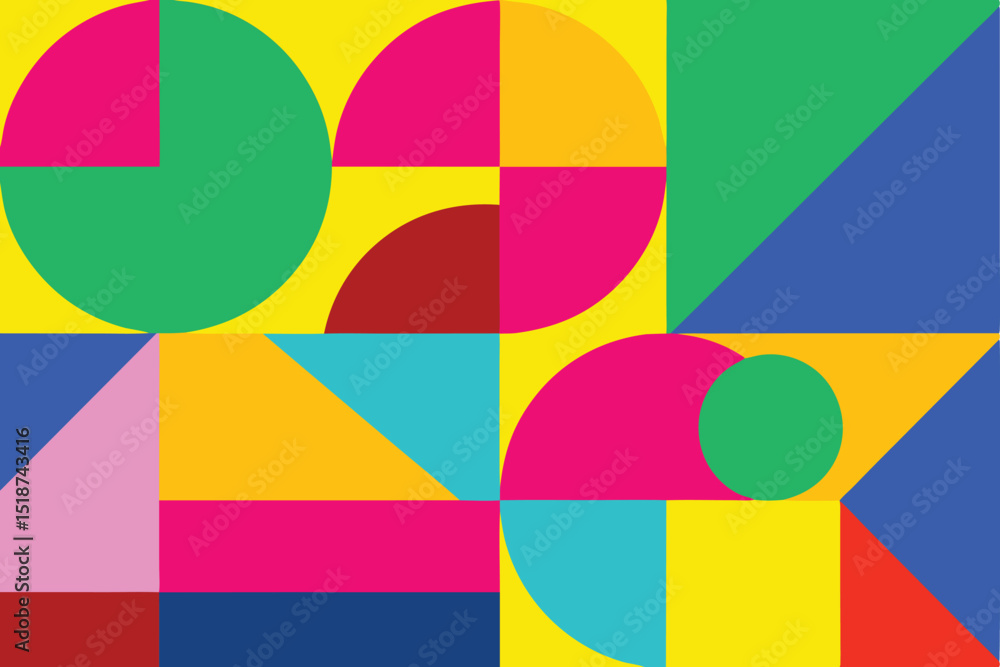 Poster abstract colorful geometric composition of shapes and patterns for creative design
