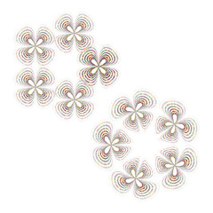 Glossy flower shape. Sparkling blossom icon. Vector white background. Decorative soft pattern.
