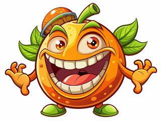 Fototapeta premium happy groovy orange character with a smiling face Vector cartoon illustration perfect for kids’ products, food branding, fun stickers, and playful designs