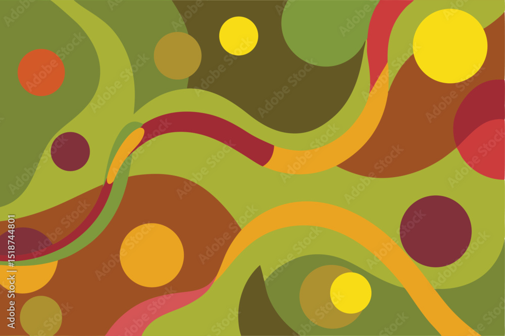 Poster abstract geometric design with overlapping shapes in earthy and vivid color palette