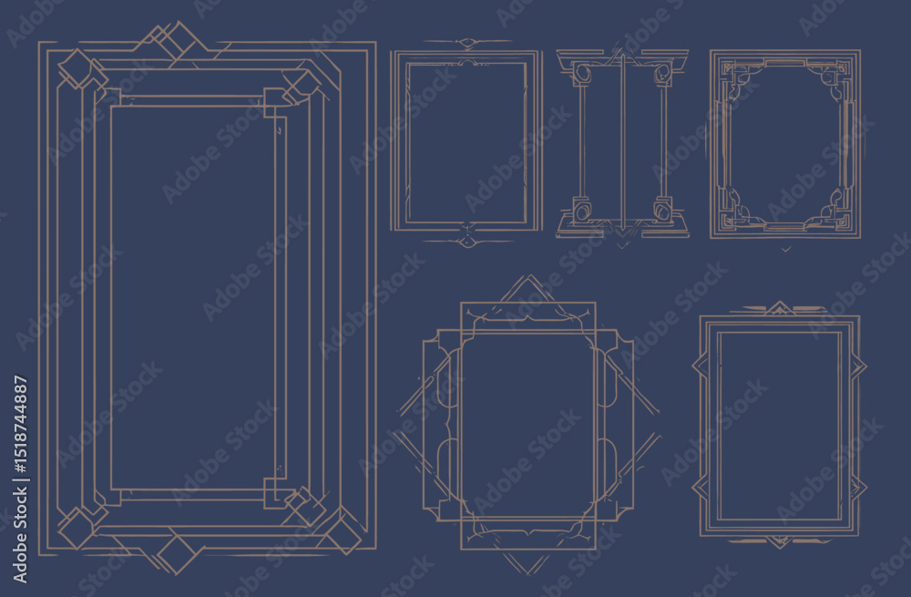 Poster minimalist art deco frames geometric border collection for design projects