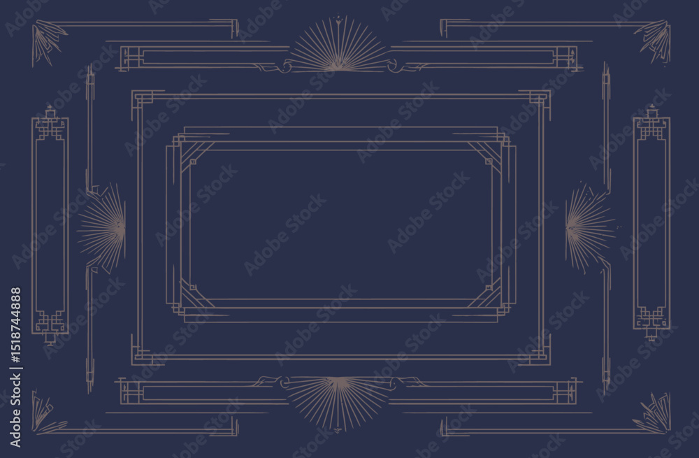 Poster minimalist art deco frames geometric border collection for design projects