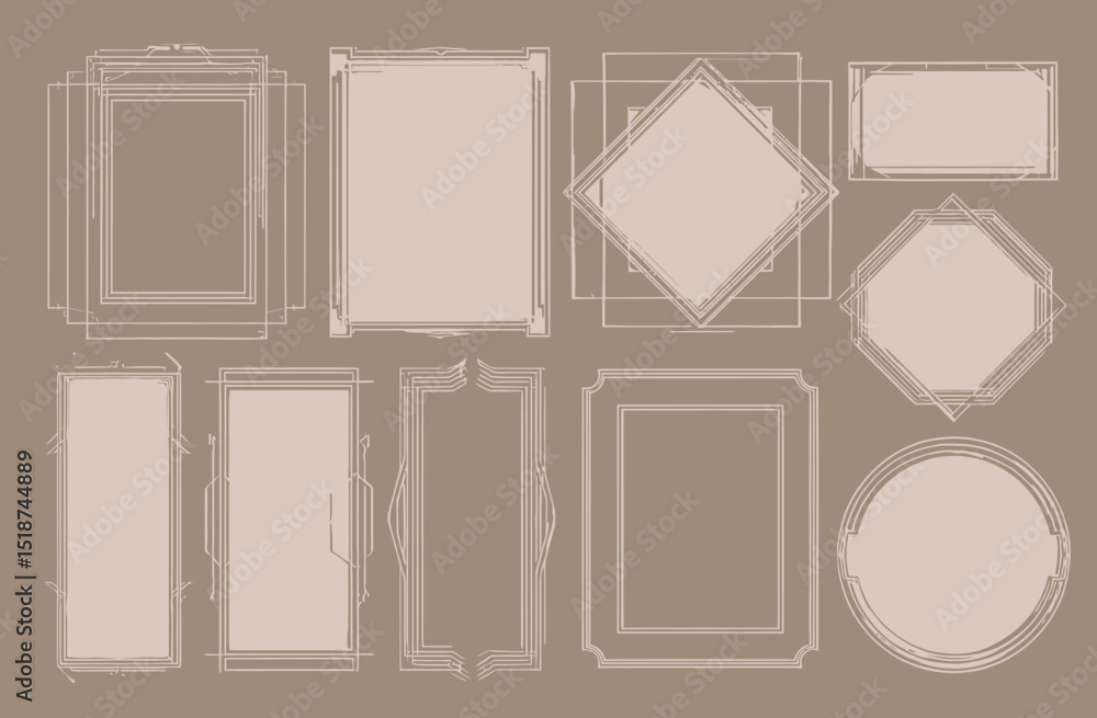 Poster minimalist art deco frames elegant border collection for design projects