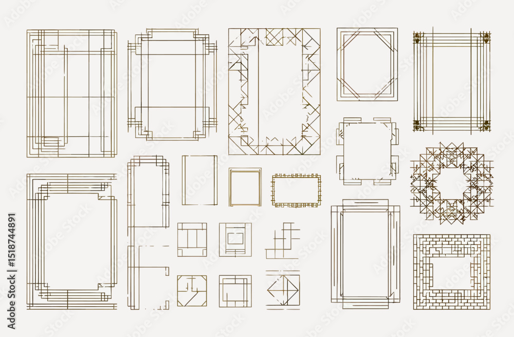 Poster minimalist art deco frames geometric border collection for design projects