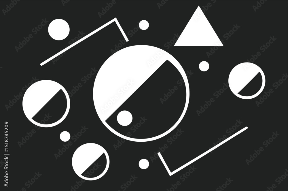 Poster abstract geometric white shapes composition with transparent background suitable for tech startup br