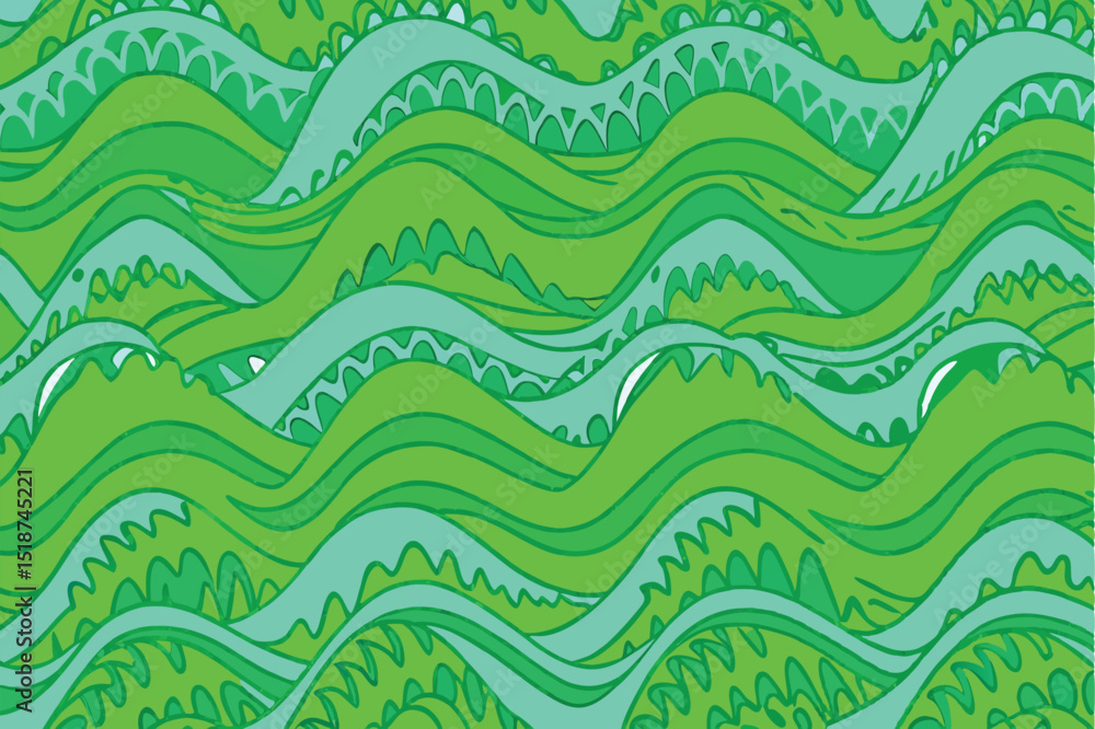 Aufkleber abstract green and teal wave pattern with transparency for seamless design