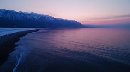 Serene Sunset over Coastal Mountains
