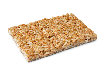 Tasty sunflower seeds kozinaki on white background