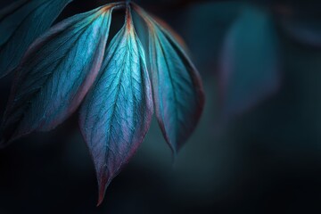 Obraz premium Close-up view of vibrant teal leaves.