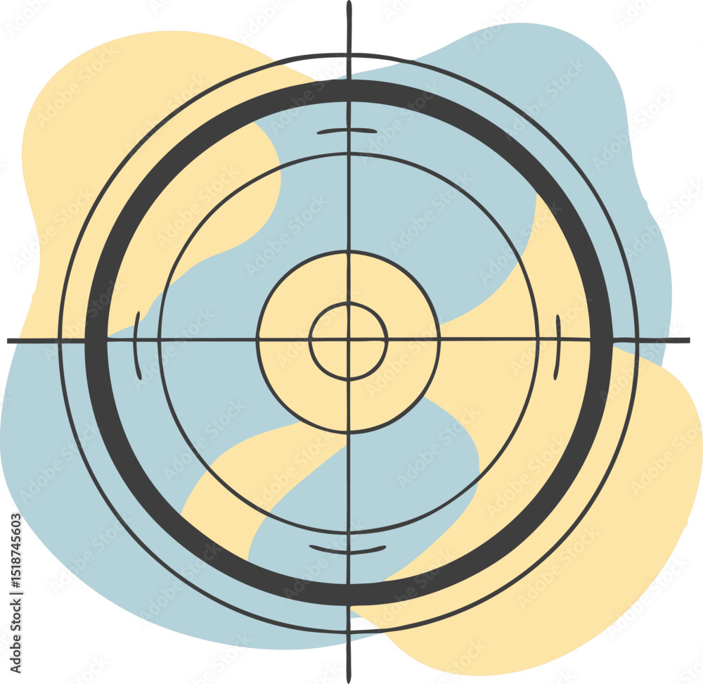 Poster abstract target graphic with pastel colors and transparent design element