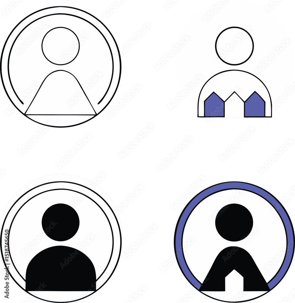 Aufkleber abstract user avatar icons with geometric shapes for digital profiles and design