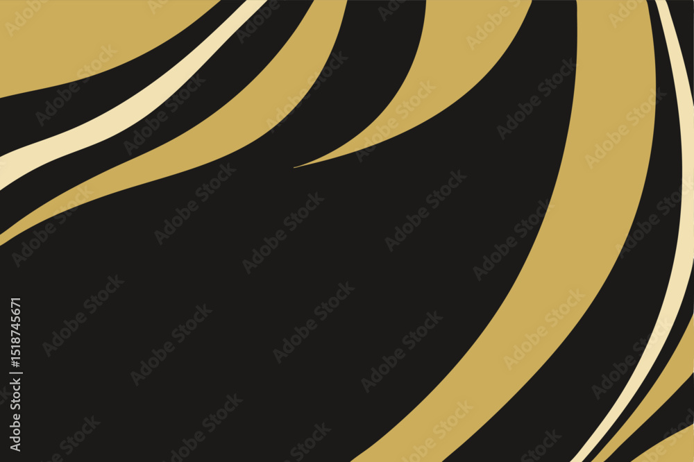 Poster abstract wave pattern with gold and black design for elegant graphic projects