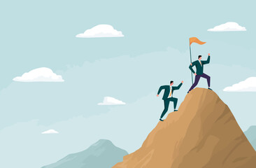 Business Competition Teamwork and Reaching the Peak of Success