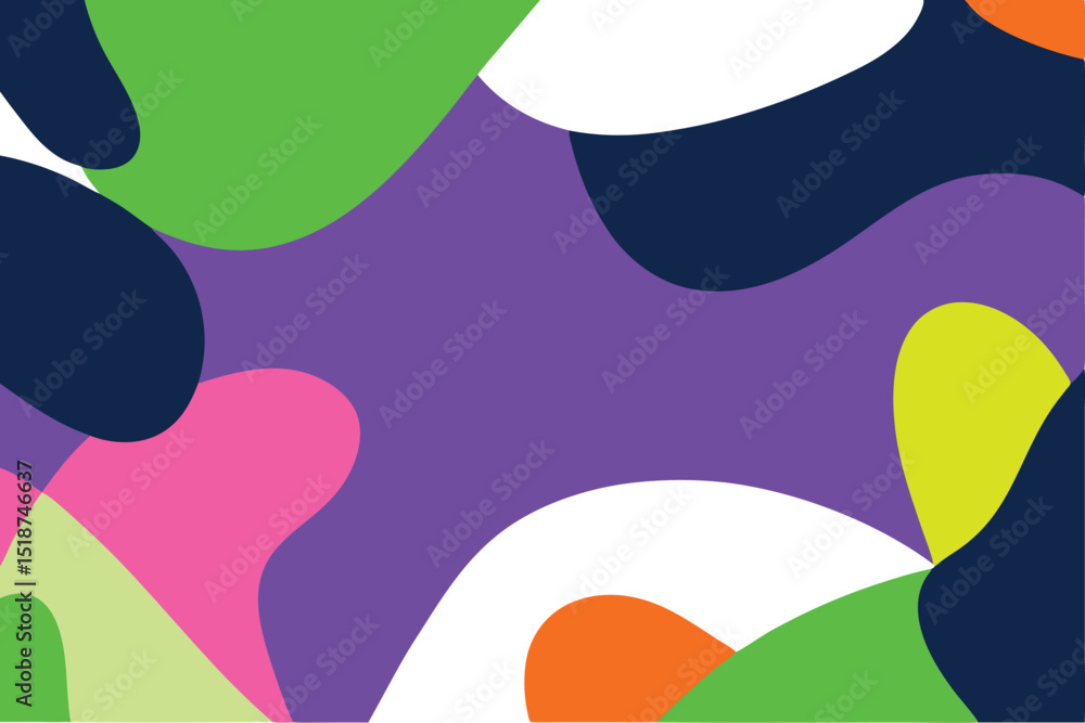Poster colorful abstract artistic background with smooth overlapping shapes and a white canvas