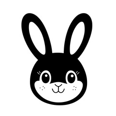 Smiling Rabbit Face Icon with Detailed Eyes and Round Cheeks in Vector Design
