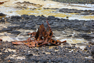 Shipwreck Remains on Rocky Shore - September 20, 2011