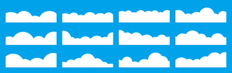 雲　仕切り　もこもこ　区切り　ベクター　セット　白　deviders