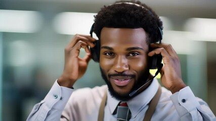 Professional African American Customer Service Representative Smiling - Powered by Adobe