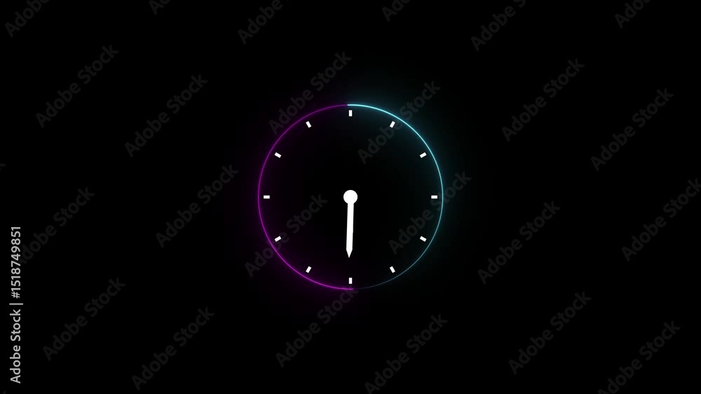 Fototapete clock glowing neon light line abstract futuristic technology background with clock concept and time 