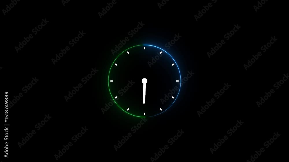 Poster clock glowing neon light line abstract futuristic technology background with clock concept and time 