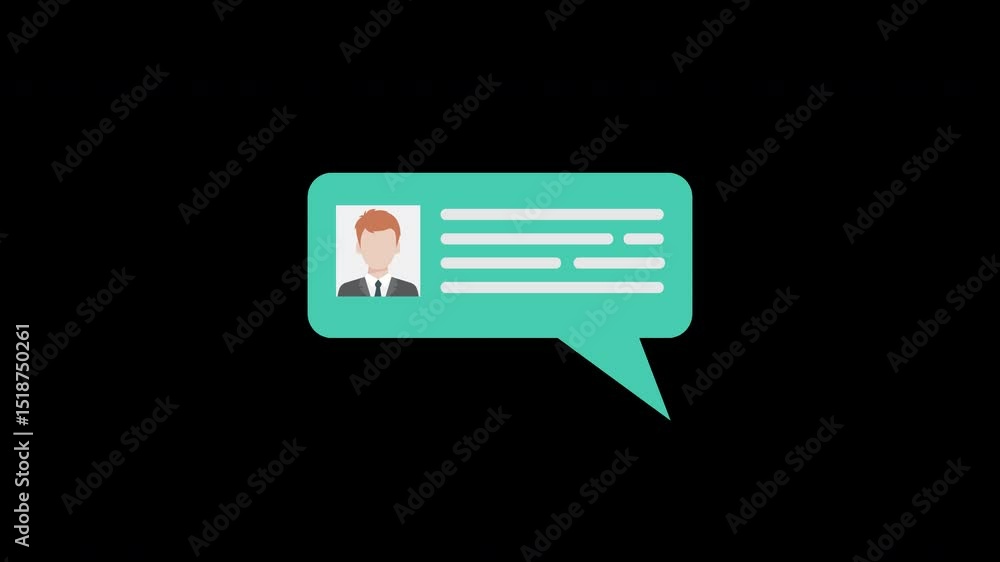 Poster modern turquoise speech bubble man profile interface isolated on a transparent background