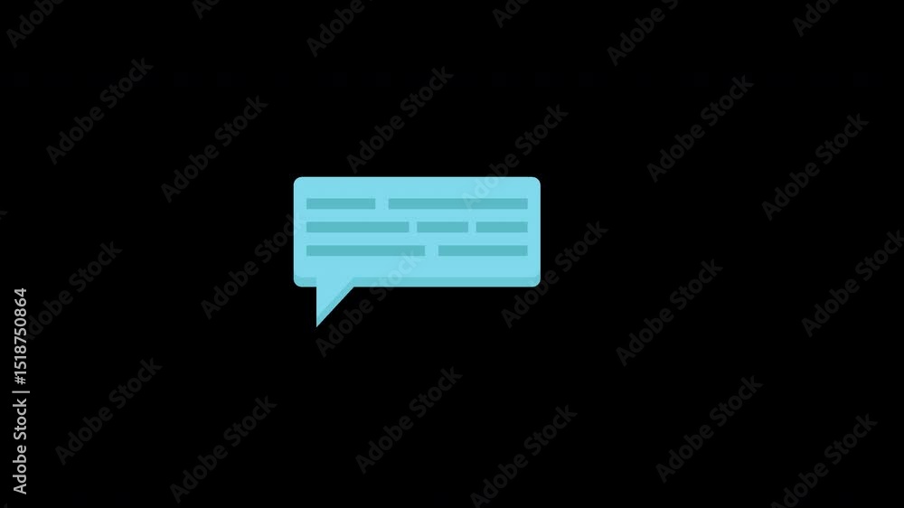 Poster floating light blue message bubble animation on a transparent background