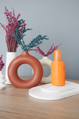 sunscreen lotion on a table 