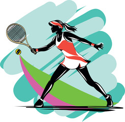 Tennis player swinging a racket, capturing motion and athletic energy.