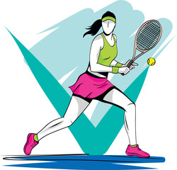 Tennis player swinging a racket, capturing motion and athletic energy.