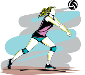 Female Volleyball Player Performing Bump Pass