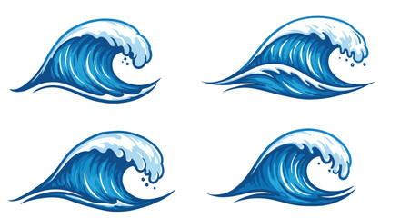 Four Stylized Ocean Wave Illustrations